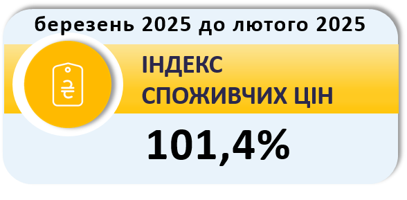 Індекс споживчих цін у лютому 2025 року до січня 2025 року становив 101,1%, 